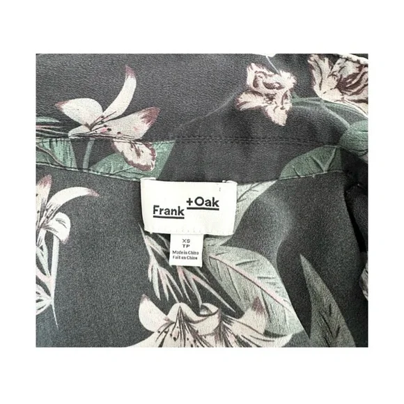 Frank + Oak Floral Silk Button-Front Top in Charcoal and Sage - Picture 5 of 6